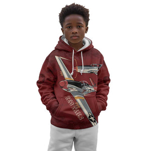 Tuskegee Airmen Spit Fire 477th Kid Hoodie Crimson Grunge - African Pride