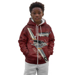 Tuskegee Airmen Spit Fire 477th Kid Hoodie Crimson Grunge - African Pride