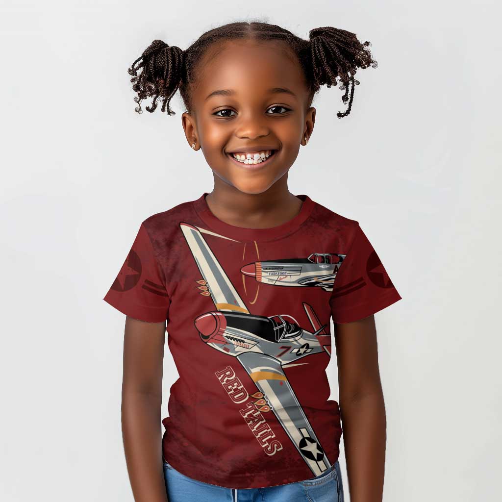 Tuskegee Airmen Spit Fire 477th Kid T shirt Crimson Grunge LT7