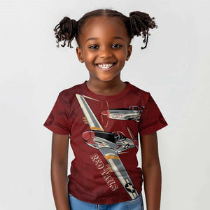 Tuskegee Airmen Spit Fire 477th Kid T shirt Crimson Grunge - African Pride