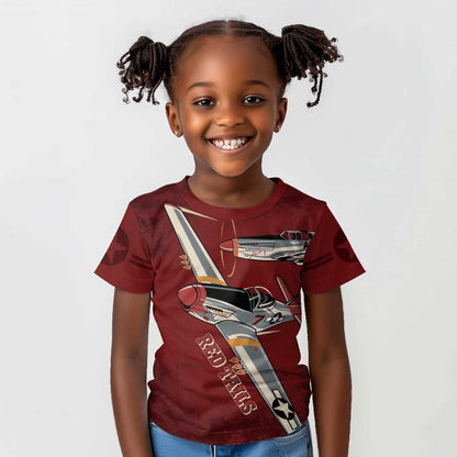 Tuskegee Airmen Spit Fire 477th Kid T shirt Crimson Grunge LT7