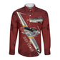 Tuskegee Airmen Spit Fire 477th Long Sleeve Button Shirt Crimson Grunge - African Pride