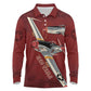 Tuskegee Airmen Spit Fire 477th Long Sleeve Polo Shirt Crimson Grunge - African Pride