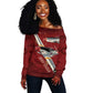 Tuskegee Airmen Spit Fire 477th Off Shoulder Sweater Crimson Grunge - African Pride