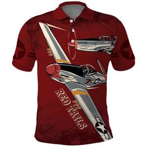 Tuskegee Airmen Spit Fire 477th Polo Shirt Crimson Grunge LT7