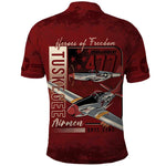 Tuskegee Airmen Spit Fire 477th Polo Shirt Crimson Grunge - African Pride