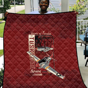 Tuskegee Airmen Spit Fire 477th Quilt Crimson Grunge - African Pride
