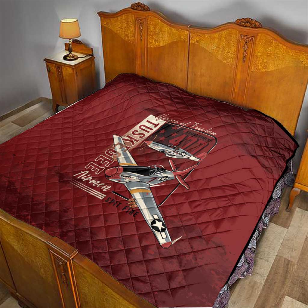 Tuskegee Airmen Spit Fire 477th Quilt Crimson Grunge - African Pride
