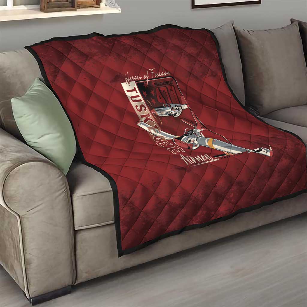 Tuskegee Airmen Spit Fire 477th Quilt Crimson Grunge - African Pride