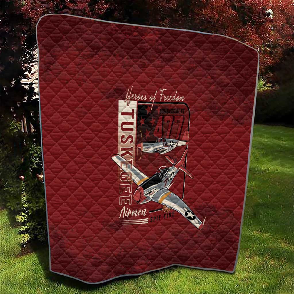 Tuskegee Airmen Spit Fire 477th Quilt Crimson Grunge - African Pride