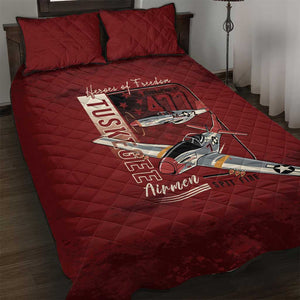 Tuskegee Airmen Spit Fire 477th Quilt Bed Set Crimson Grunge - African Pride