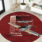 Tuskegee Airmen Spit Fire 477th Round Carpet Crimson Grunge - African Pride