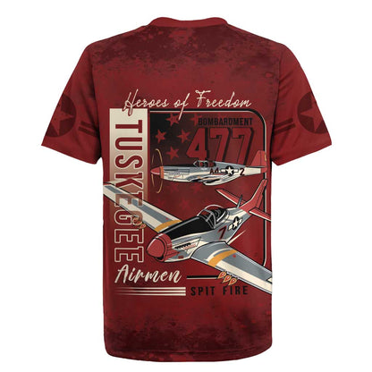 Tuskegee Airmen Spit Fire 477th Rugby Jersey Crimson Grunge - African Pride