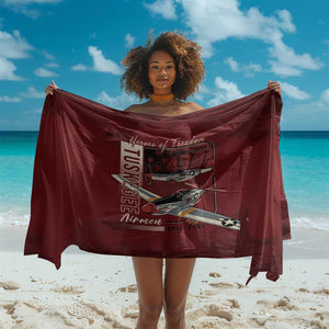 Tuskegee Airmen Spit Fire 477th Sarong Crimson Grunge - African Pride