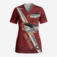 Tuskegee Airmen Spit Fire 477th Scrub Top Crimson Grunge - African Pride