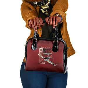 Tuskegee Airmen Spit Fire 477th Shoulder Handbag Crimson Grunge - African Pride