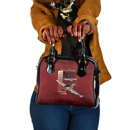 Tuskegee Airmen Spit Fire 477th Shoulder Handbag Crimson Grunge - African Pride