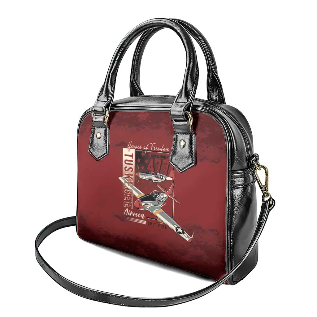 Tuskegee Airmen Spit Fire 477th Shoulder Handbag Crimson Grunge - African Pride
