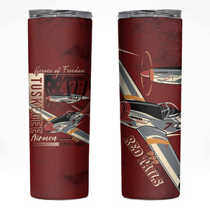 Tuskegee Airmen Spit Fire 477th Skinny Tumbler Crimson Grunge - African Pride