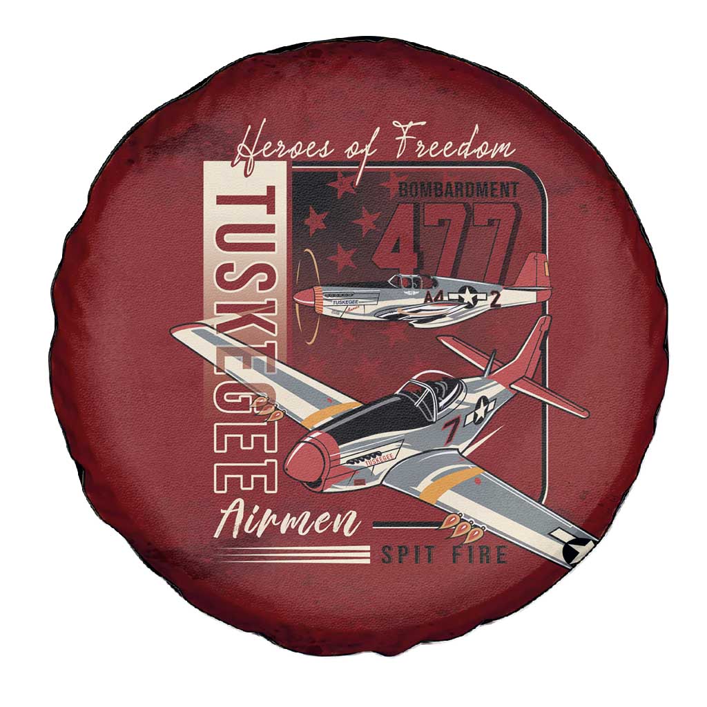 Tuskegee Airmen Spit Fire 477th Spare Tire Cover Crimson Grunge - African Pride