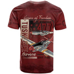 Tuskegee Airmen Spit Fire 477th T shirt Crimson Grunge - African Pride