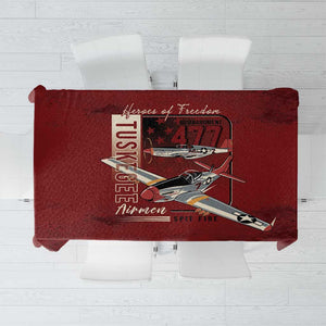Tuskegee Airmen Spit Fire 477th Tablecloth Crimson Grunge - African Pride
