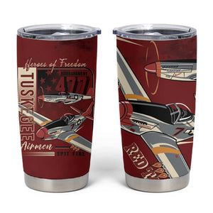 Tuskegee Airmen Spit Fire 477th Tumbler Cup Crimson Grunge - African Pride