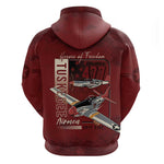 Tuskegee Airmen Spit Fire 477th Zip Hoodie Crimson Grunge - African Pride