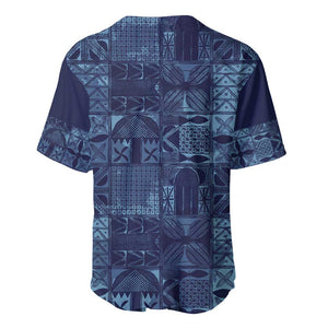 Yoruba Adire Eleko Patterns Baseball Jersey Indigo Vintage