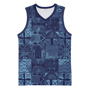 Yoruba Adire Eleko Patterns Basketball Jersey Indigo Vintage - African Pride