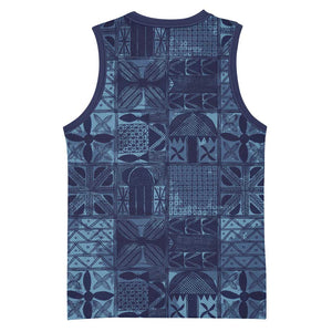 Yoruba Adire Eleko Patterns Basketball Jersey Indigo Vintage - African Pride