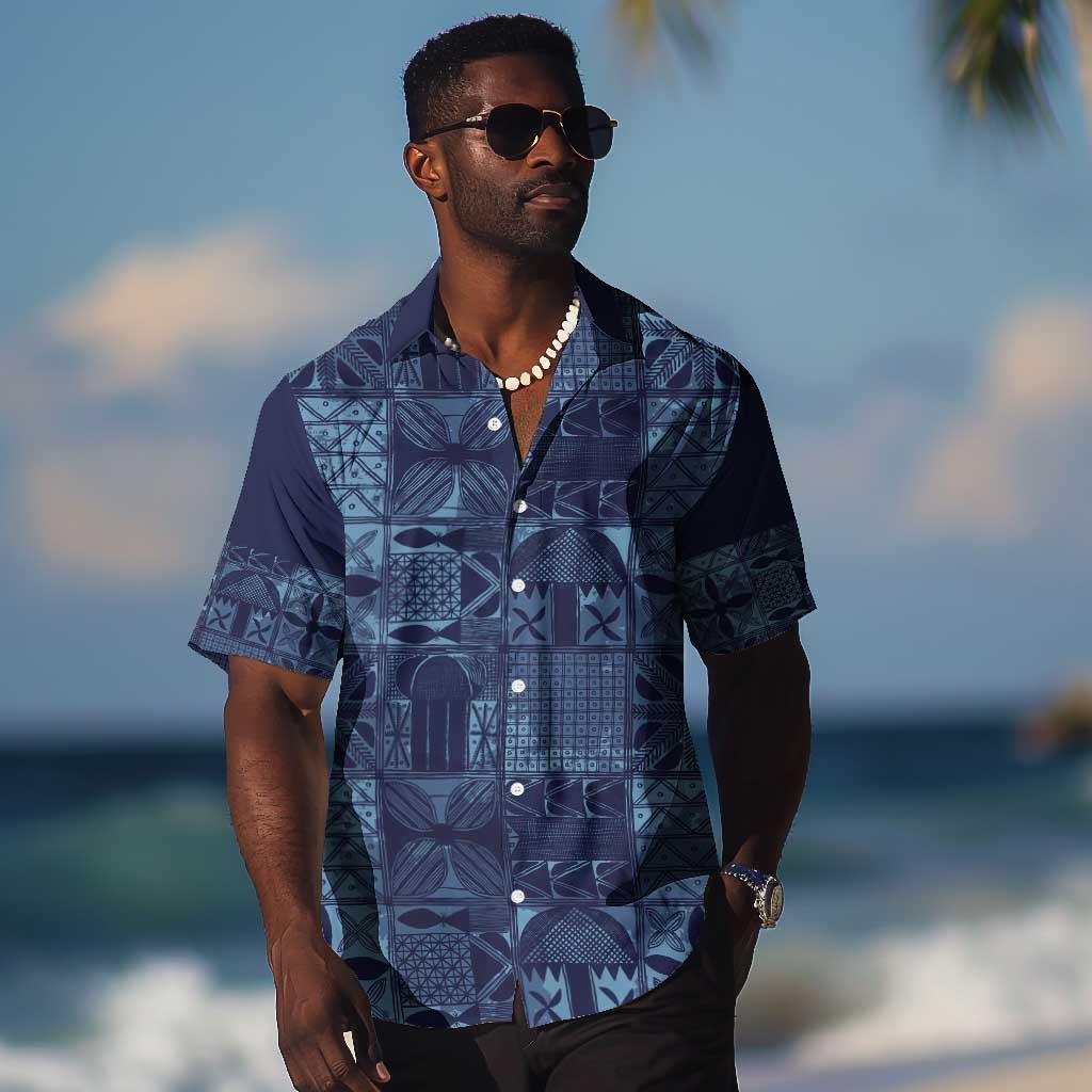 Yoruba Adire Eleko Patterns Hawaiian Shirt Indigo Vintage