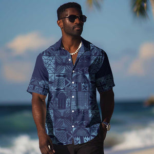 Yoruba Adire Eleko Patterns Hawaiian Shirt Indigo Vintage