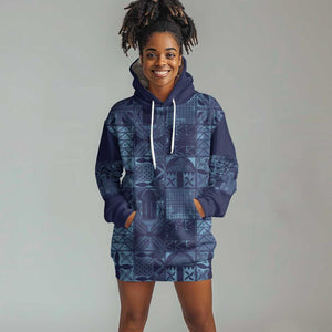 Yoruba Adire Eleko Patterns Hoodie Dress Indigo Vintage