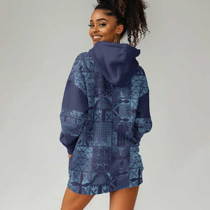 Yoruba Adire Eleko Patterns Hoodie Dress Indigo Vintage