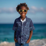 Yoruba Adire Eleko Patterns Kid Hawaiian Shirt Indigo Vintage