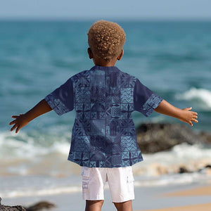 Yoruba Adire Eleko Patterns Kid Hawaiian Shirt Indigo Vintage
