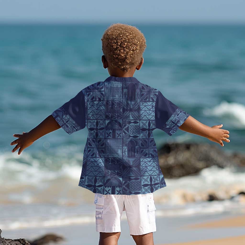 Yoruba Adire Eleko Patterns Kid Hawaiian Shirt Indigo Vintage