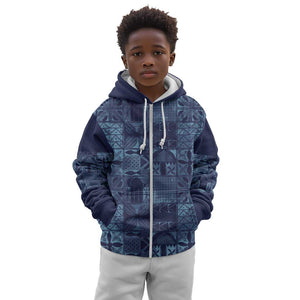 Yoruba Adire Eleko Patterns Kid Hoodie Indigo Vintage