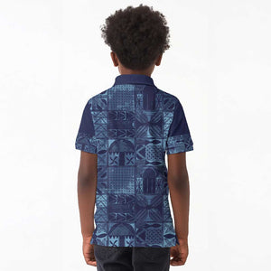 Yoruba Adire Eleko Patterns Kid Polo Shirt Indigo Vintage
