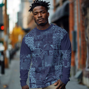 Yoruba Adire Eleko Patterns Long Sleeve Shirt Indigo Vintage