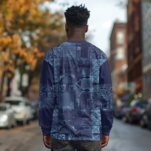 Yoruba Adire Eleko Patterns Long Sleeve Shirt Indigo Vintage