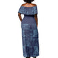 Yoruba Adire Eleko Patterns Off Shoulder Maxi Dress Indigo Vintage