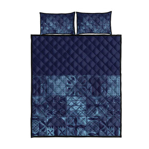 Yoruba Adire Eleko Patterns Quilt Bed Set Indigo Vintage