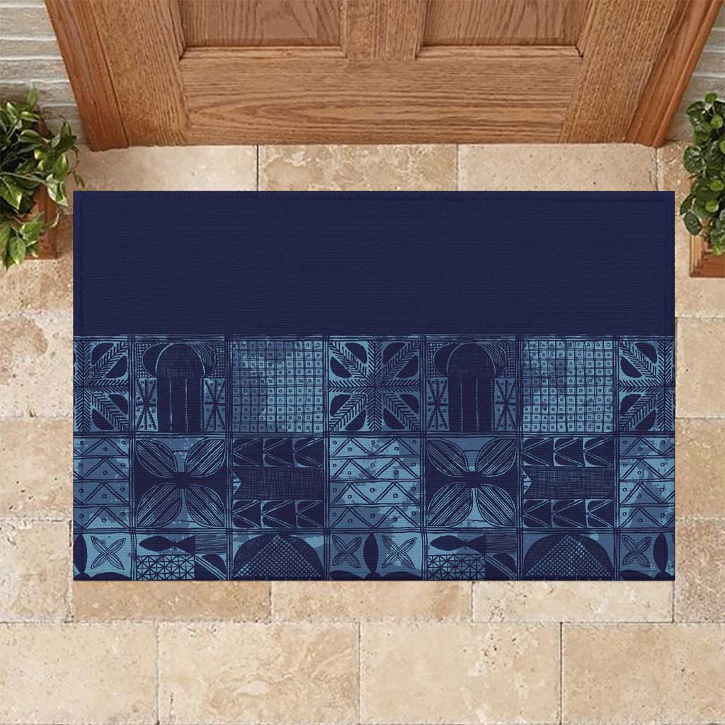 Yoruba Adire Eleko Patterns Rubber Doormat Indigo Vintage