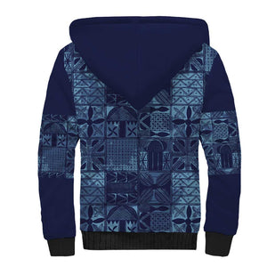 Yoruba Adire Eleko Patterns Sherpa Hoodie Indigo Vintage