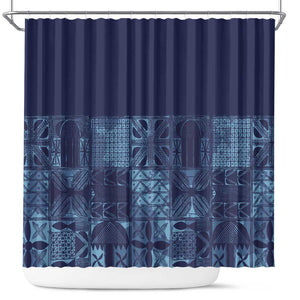 Yoruba Adire Eleko Patterns Shower Curtain Indigo Vintage