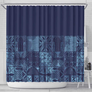 Yoruba Adire Eleko Patterns Shower Curtain Indigo Vintage