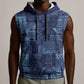 Yoruba Adire Eleko Patterns Sleeveless Hoodie Indigo Vintage - African Pride