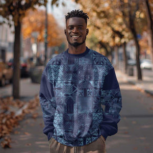 Yoruba Adire Eleko Patterns Sweatshirt Indigo Vintage